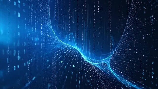 Abstract digital tunnel formed by flowing binary code data streams