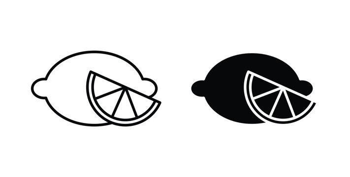Lemon icon, outline style icon for web. vector graphics