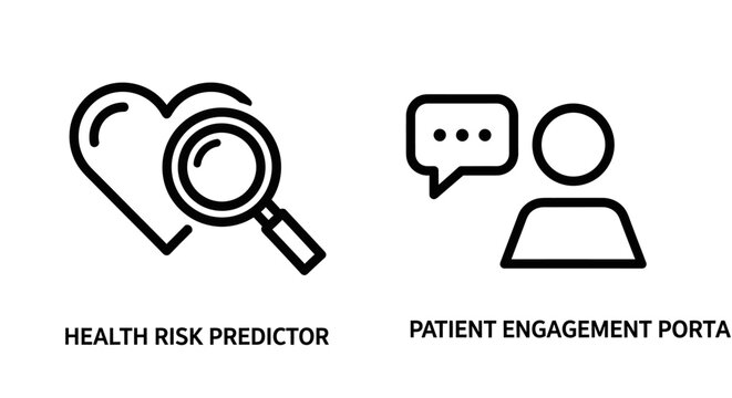 Health risk predictor and patient engagement portal icons with predictor