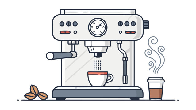 Coffee Machine With Cup Brewing Coffee.