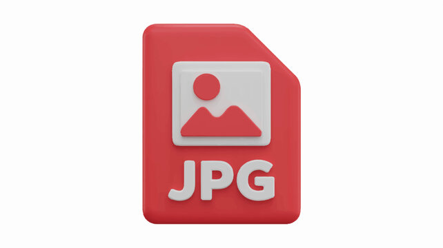 A 3D rendered file icon represents a JPG image in graphic design software.