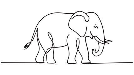 Fototapeta premium A minimalist line drawing of an elephant stands on a plain.