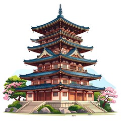 Obraz premium Traditional Chinese pagoda temple architecture.