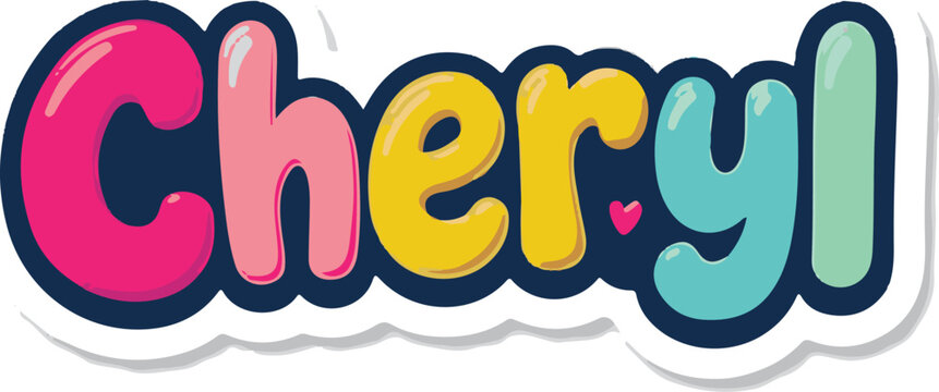 Colorful Cheryl Name Sticker with Bubbly Letters