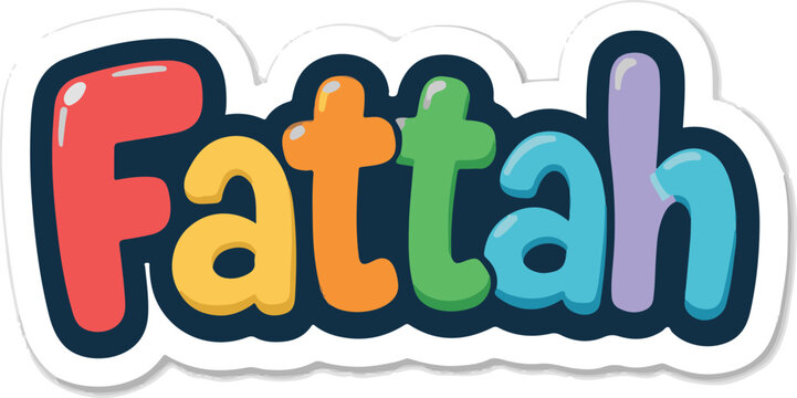 Fattah Name Sticker Colorful Bubble Lettering Typography