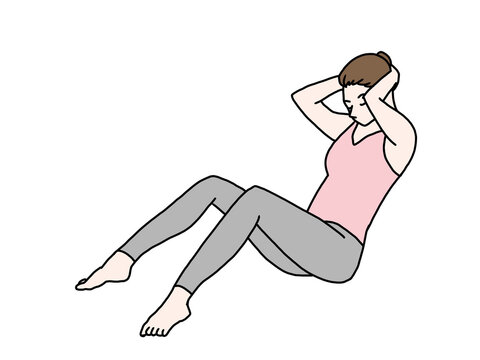 腹筋トレーニングをする女性（カラー）