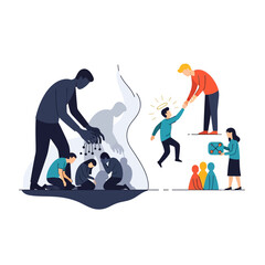 Fototapeta premium Support and Transformation: People Finding Hope & Healing, Vector Illustration