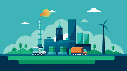 Obraz premium Carbon Neutral Industrial City Vector Illustration