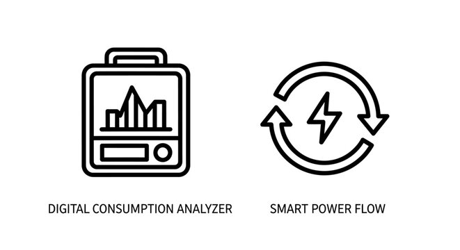 Digital consumption analyzer and smart power flow energy management icons