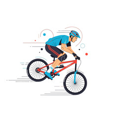 Obraz premium Cyclist on Mountain Bike, Flat Illustration, White Background