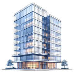 Fototapeta premium Modern glass office building exterior view.