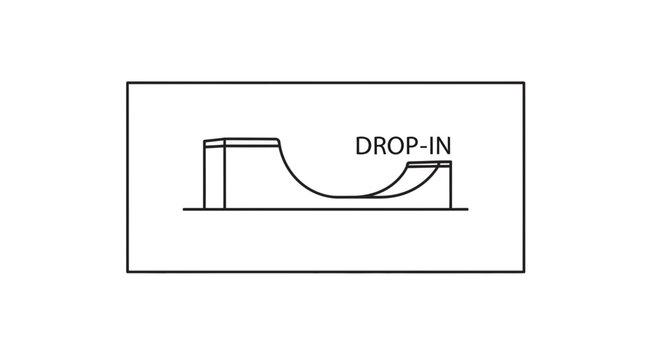 Skateboarding Half-Pipe Drop-In Line Art Illustration