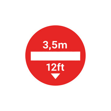 Height Restriction Sign: 3.5m and 12ft Measurement Symbols