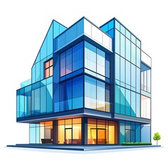 Obraz premium Modern glass office building exterior view.