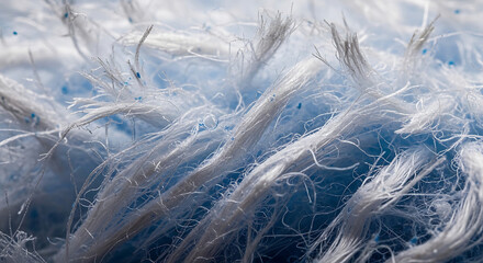 Obraz premium Macro View of Hazardous Blue Asbestos Fibers and Crocidolite Mineral Strands in Building Insulation Highlighting Exposure Risks for Asbestos Remediation and Inspection