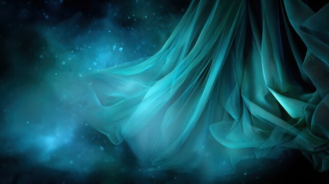 Shimmering Veil of Cosmic Energy Flowing Through Deep Space Nebula with Twinkling Stars