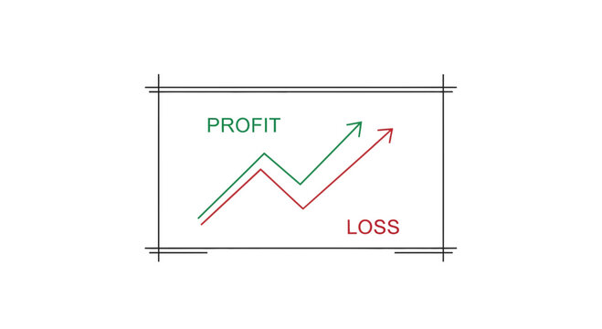 profit and loss graph with arrows