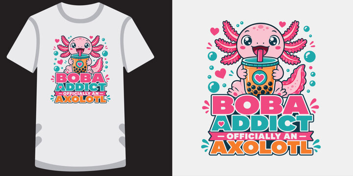 Axolotl drinking boba tea, boba addict officially an axolotl.