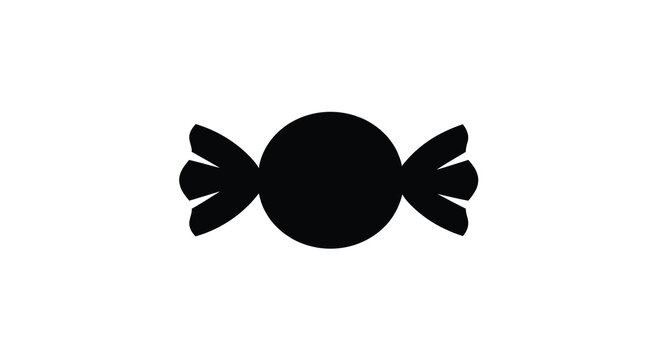 Black silhouette of a hard candy with wrapper twists simple graphic silhouette sweet confection hard candy lollipop