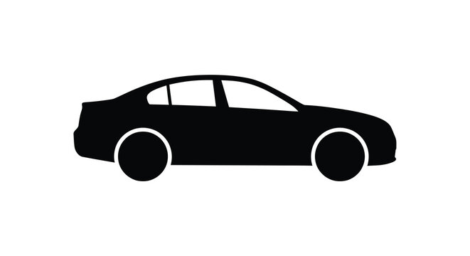 Sedan car silhouette against a white background a simple black shape silhouette automobile vehicle transportation auto