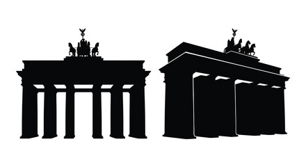 Brandenburg gate silhouette a black vector illustration on a white background silhouette berlin architecture landmark monument © Aklima