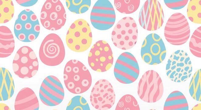 Colorful easter egg pattern with pastel designs