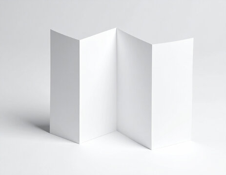 Blank White Four-Panel Z-Fold Brochure Mockup on White Background