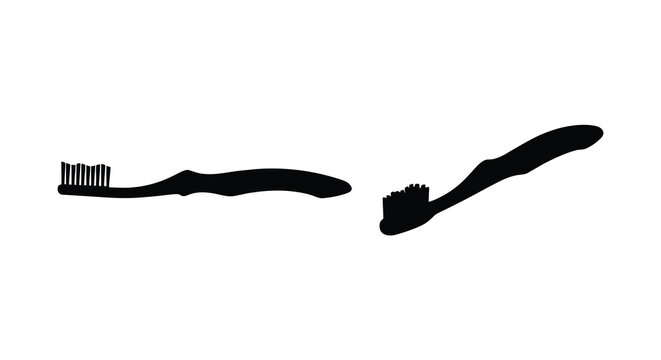 Toothbrush silhouette in black and white a dental hygiene object silhouette oral care brush teeth cleaning