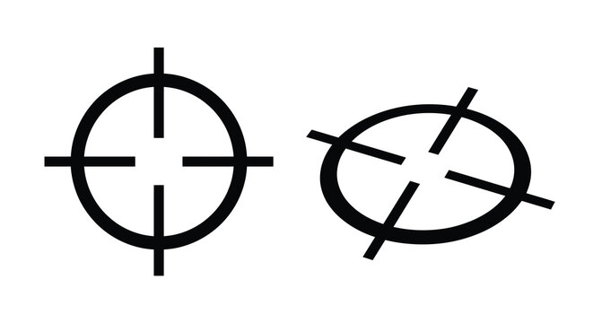 Crosshair Target Shapes With Lines Black And White Silhouette sight aim reticle scope geometric graphic design