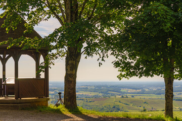 Fototapeta premium Vineyard Viewpoint in Pupillin commune, Jura wine region, Bourgogne-Franche-Comte in France.