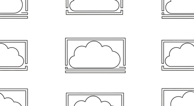 Seamless cloud computing pattern, digital data storage, network technology, abstract background