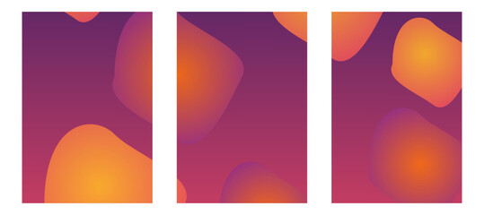 Vibrant Abstract Background with Floating Orange Blobs on Purple Gradient, Modern Graphic Design for Social Media and Web. © Thoha Firdaus