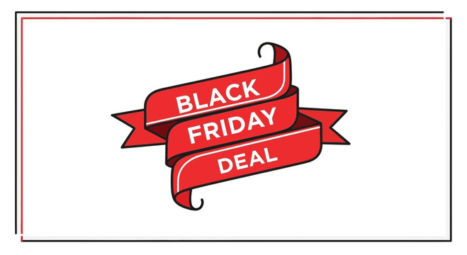 Black Friday Deal Ribbon Banner - Red and White Sale Announcement