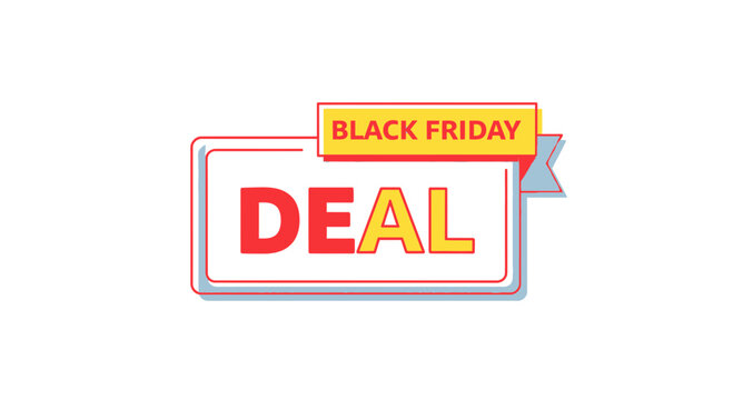 Black Friday Deal Sign - Red and Yellow Text on White Background, Sale Promotion Banner