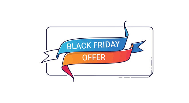 Black Friday Offer Ribbon Banner - Blue and Orange Gradient Sale Announcement