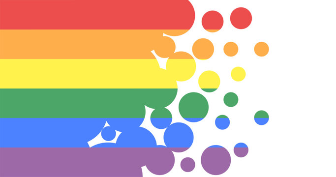 Pride Flag in Rainbow Color with halftone dots on white background