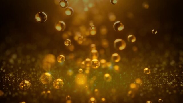 Gold glitter lights bokeh abstract background. Abstract Gold blurry bokeh background with lights particles on dark background.
