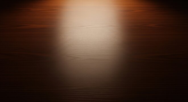 Seamless polished dark wood surface with spotlight creating warm texture and natural grain patterns