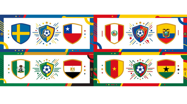 Set of colorful national flags of portugal and spain on background