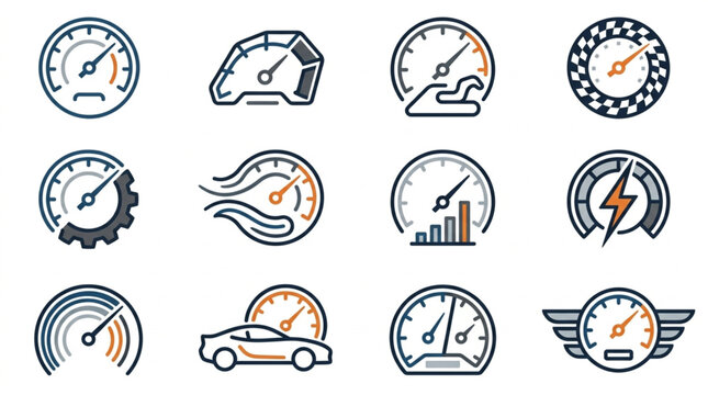 Collection of Vehicle Dashboard and Speedometer Icons