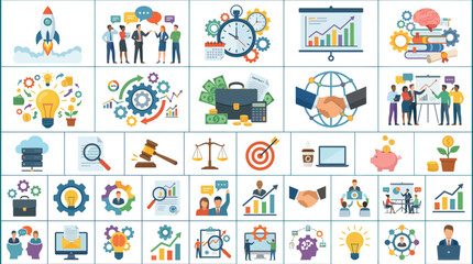 Fototapeta premium Business and Finance Icons Set for Presentations and Infographics.
