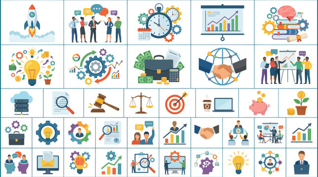 Business and Finance Icons Set for Presentations and Infographics.