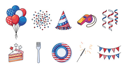 Obraz premium Celebration party decorations with balloons cake and festive items
