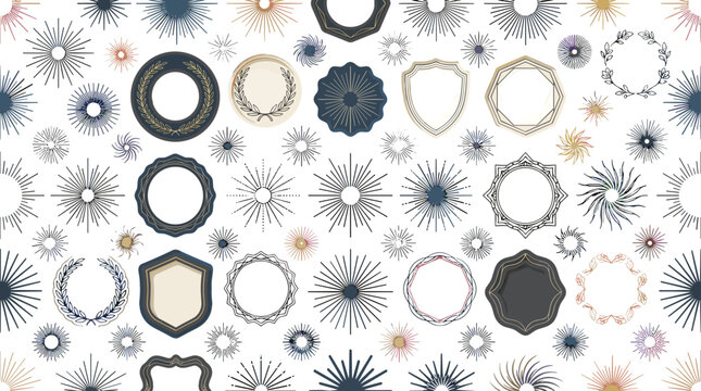 Collection of decorative geometric shapes and patterns