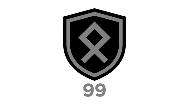 Rune Shield Emblem with Number 99 - Symbol of Strength, Protection, and Legacy