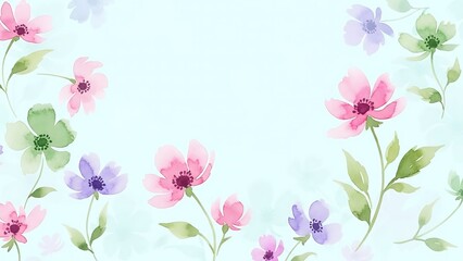Fototapeta premium Watercolor Floral Background Soft Pastel