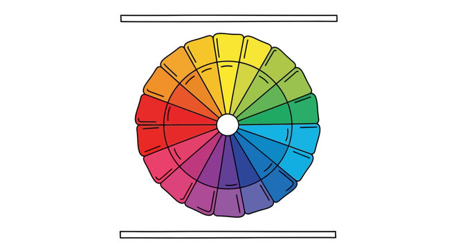 Colorful Color Wheel Chart with Rainbow Spectrum and Color Theory Concepts