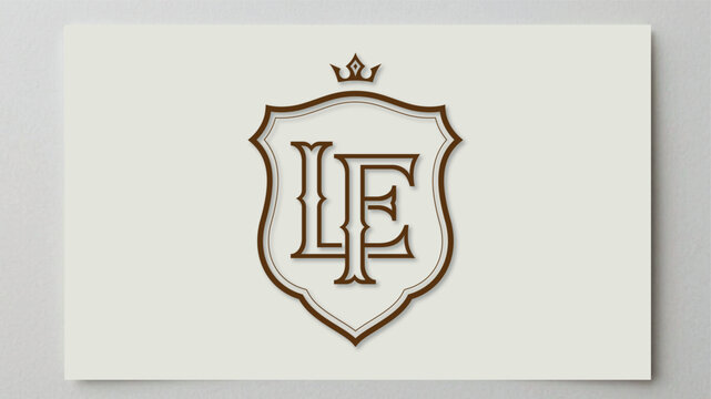 Elegant vintage style lf monogram logo crest with crown graphic monogram heraldry typography identity initials heritage business corporate lettering decorative insignia monoline alphabet