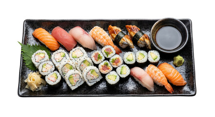 Assorted Japanese sushi platter with nigiri and maki rolls © shuphanida
