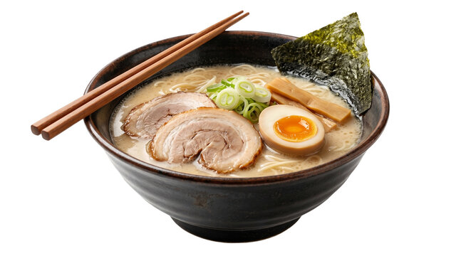 Japanese tonkotsu ramen noodle soup with pork chashu